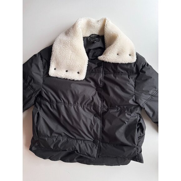 NWOT LINE AND DOT Sage Black Faux Fur Shearling Puffer Jacket Coat, Size S - Picture 5 of 13